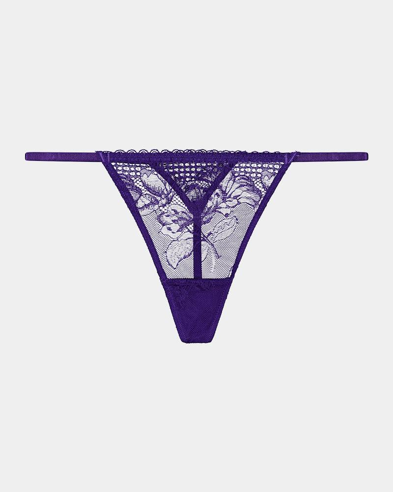 Lucie Thong in DEEP WISTERIA. Flat lay front view