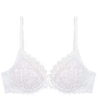 Yvette Lace Underwire Bra in WHITE. Flat lay front view
