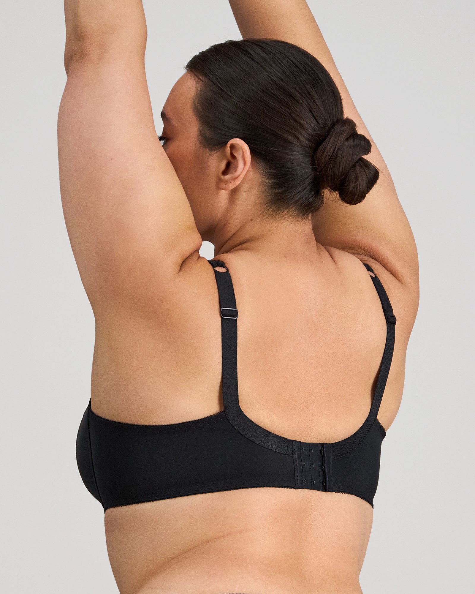 Coral Underwire Bra in BLACK. Flat lay back view