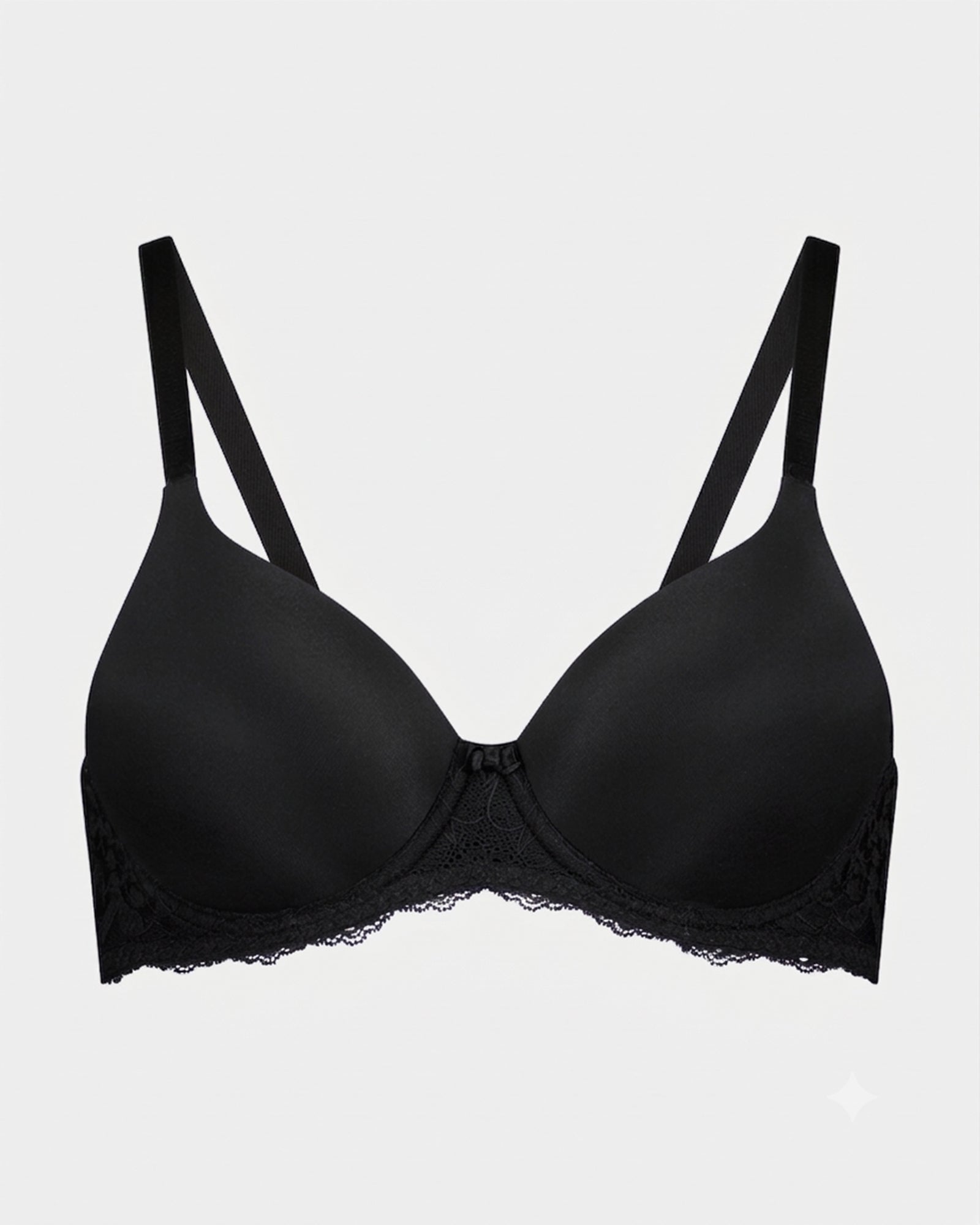 Want To Wear Lace Contour Bra in BLACK. Flat lay front view