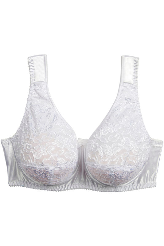 Charlotte Underwire Bra in WHITE. Flat lay front view