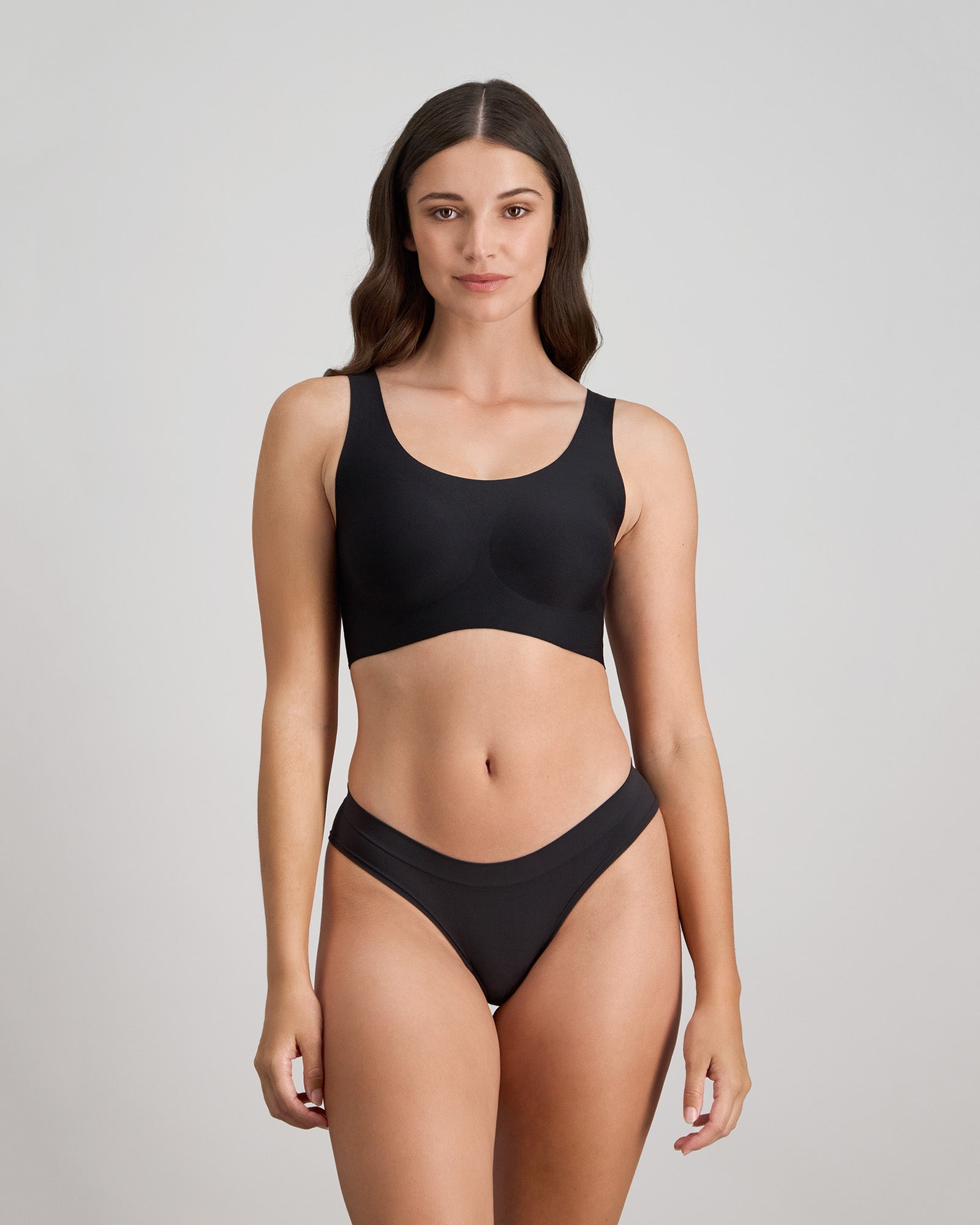 Comfit Collection Crop Top in BLACK. Feature shot