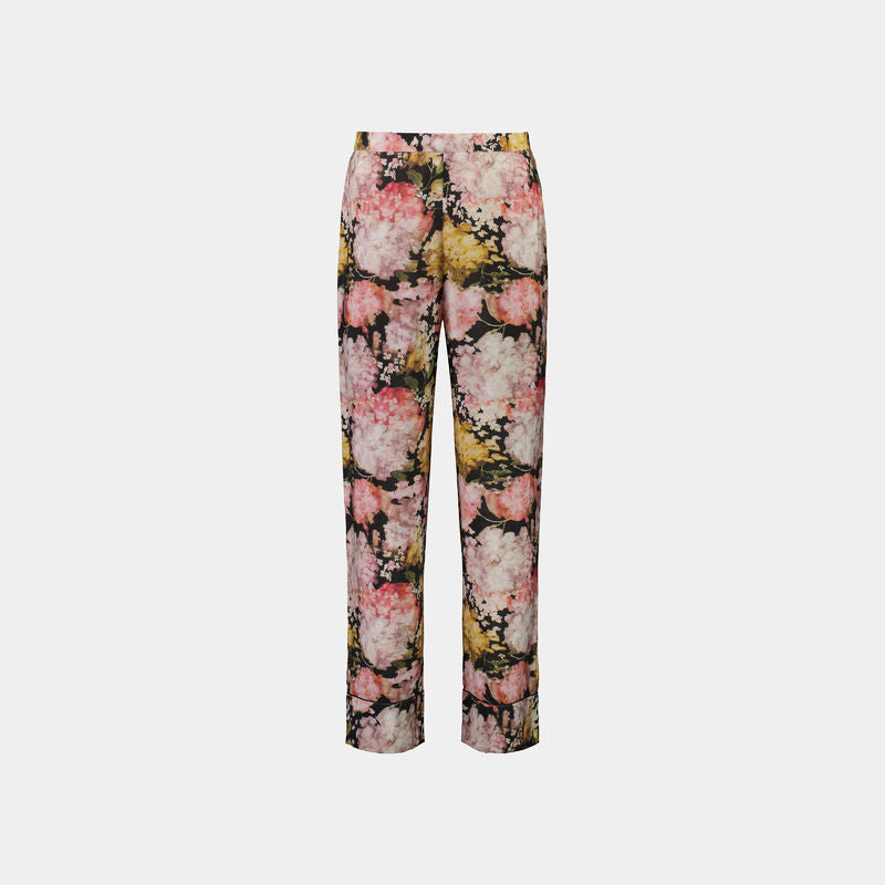 Aster Long PJ Pant in HYDRANGEA PRINT. Flat lay front view