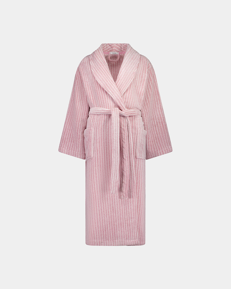 Marbella Robe in PINK MARL STRIPE. Flat lay front view