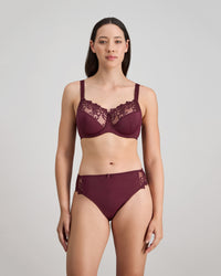 Coral Underwire Bra in FIG. Flat lay front view