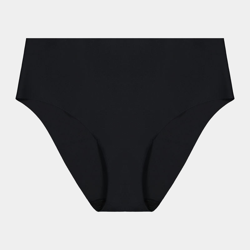 No Show Bikini in BLACK. Flat lay front view