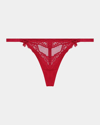 Heavenly Thong in PERSIAN RED. Flat lay front view