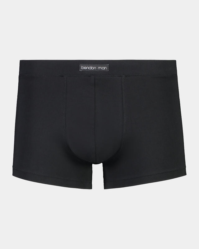 High Tech Cotton Mens Trunk in BLACK. Flat lay front view