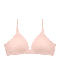 Simply Seamless Wire Free Bra in SILVER PINK. Flat lay front view