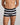 Model wears Rugby Stripe Mens Trunk in BLACK RUGBY STRIPE. On body front view