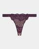 Nova Rosa Thong in PLUM PERFECT. Flat lay front view