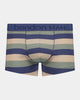 Rugby Stripe Mens Trunk in INDIGO/ICEBERG/SMOKE. Flat lay front view
