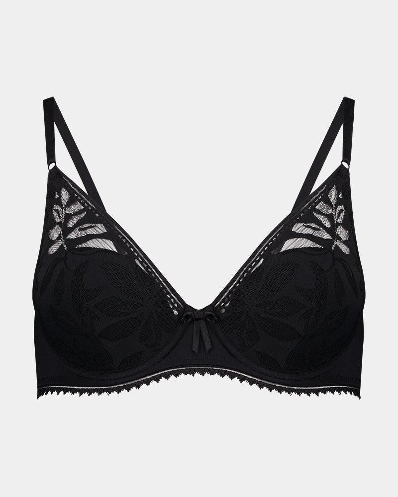 Milla Contour Bra in BLACK. Flat lay front view