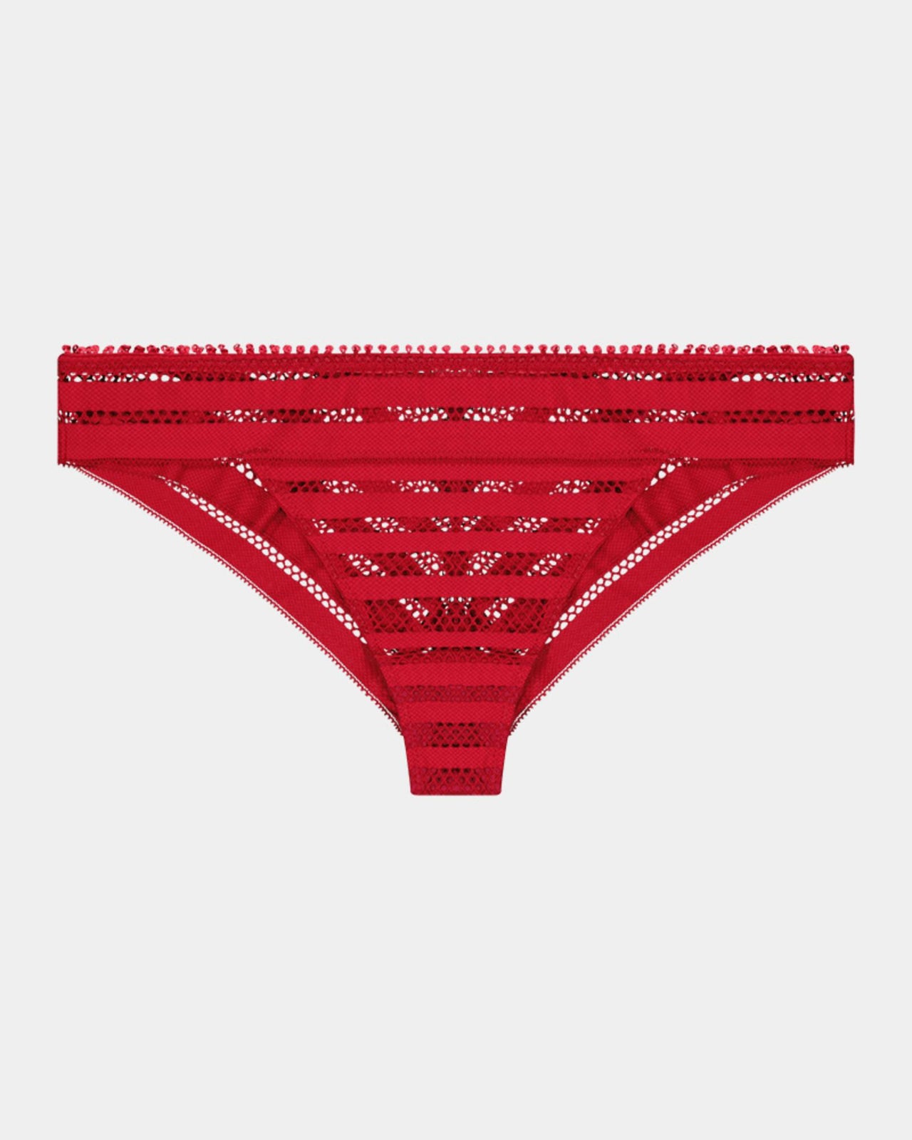 Morning Lola Thong in JESTER RED. Flat lay front view