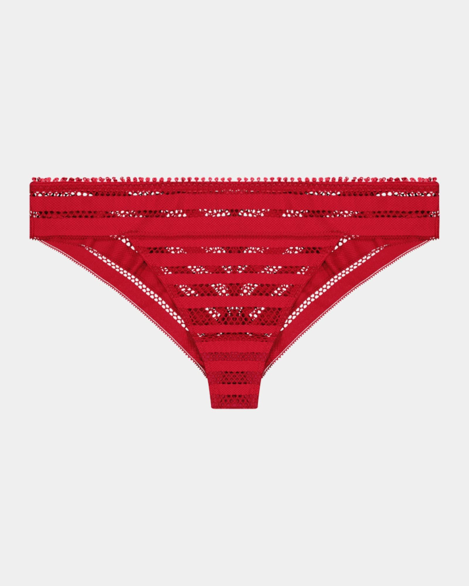 Morning Lola Thong in JESTER RED. Flat lay front view