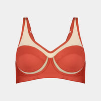 Bendon Sport Underwire Bra in BAKED APPLE/NOVELLE PEACH. Flat lay front view