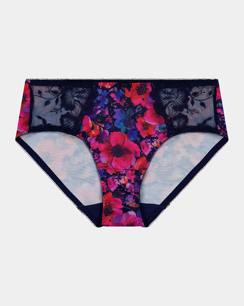 Wild Violet Full Brief in JAZZY FLORAL PRINT. Flat lay front view