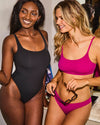 Extra-Ordinary Bodysuit in BLACK. Feature shot