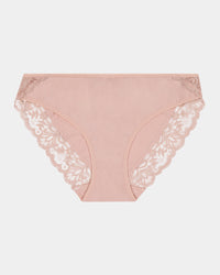 Cotton And Lace Bikini in LATTE. Flat lay front view