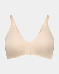 Comfit Collection Wire Free Front Opening Bra in LATTE. Flat lay front view