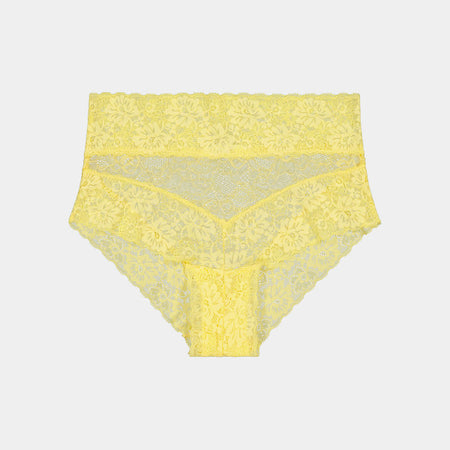 Lace Full Brief in SUNSHINE YELLOW. Flat lay front view