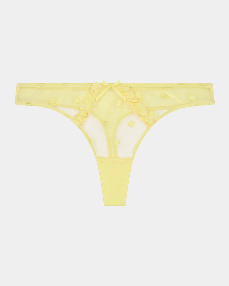 Sunlit Thong in LEMON MERINGUE. Flat lay front view