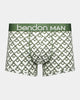 Retros Print Mens Trunk in ART DECO TILE PRINT. Flat lay front view