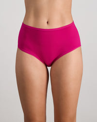 Model wears Extra-Ordinary Full Brief in FANTASY FUCHSIA. On body front view