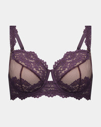 Nova Rosa Underwire Bra in PLUM PERFECT. Flat lay front view