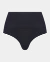 Bamboo Bodywear Thong in BLACK. Flat lay front view