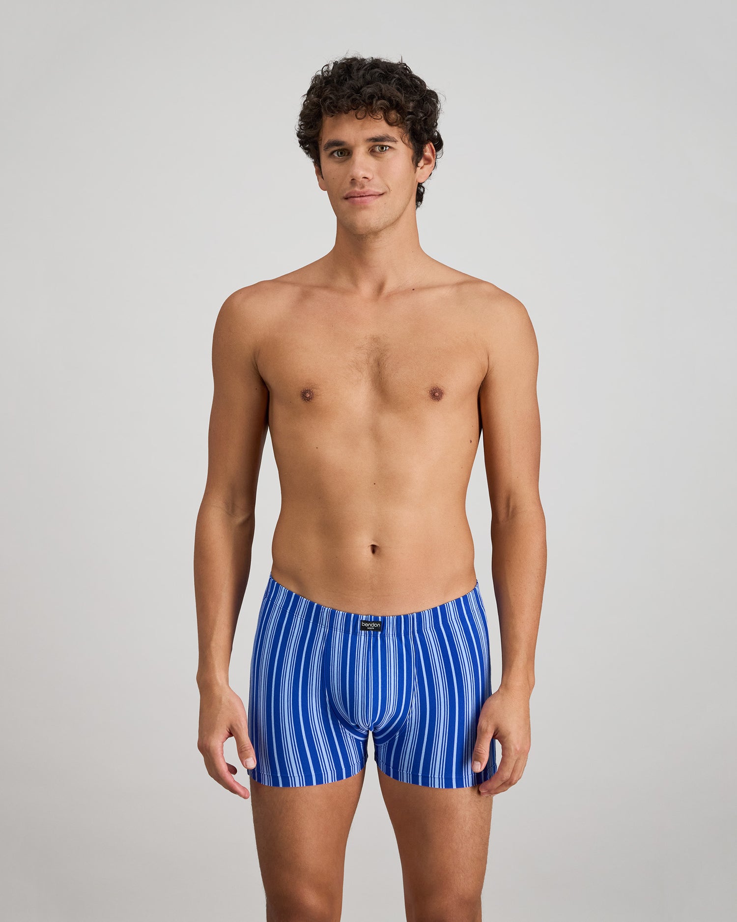 Cotton Stretch Mens Trunk in SURF THE WEB STRIPE. Feature shot