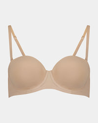Bendon Essentials Strapless Bra in LATTE. Flat lay front view