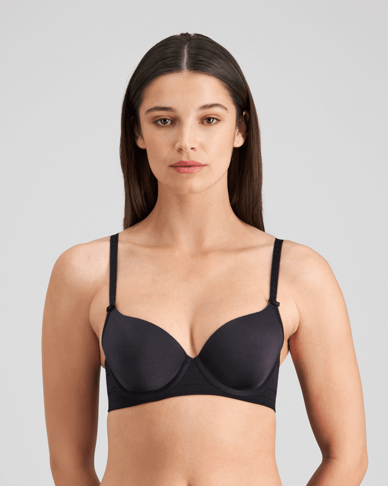 Model wears Bendon Body Contour Bra in BLACK. On body front view