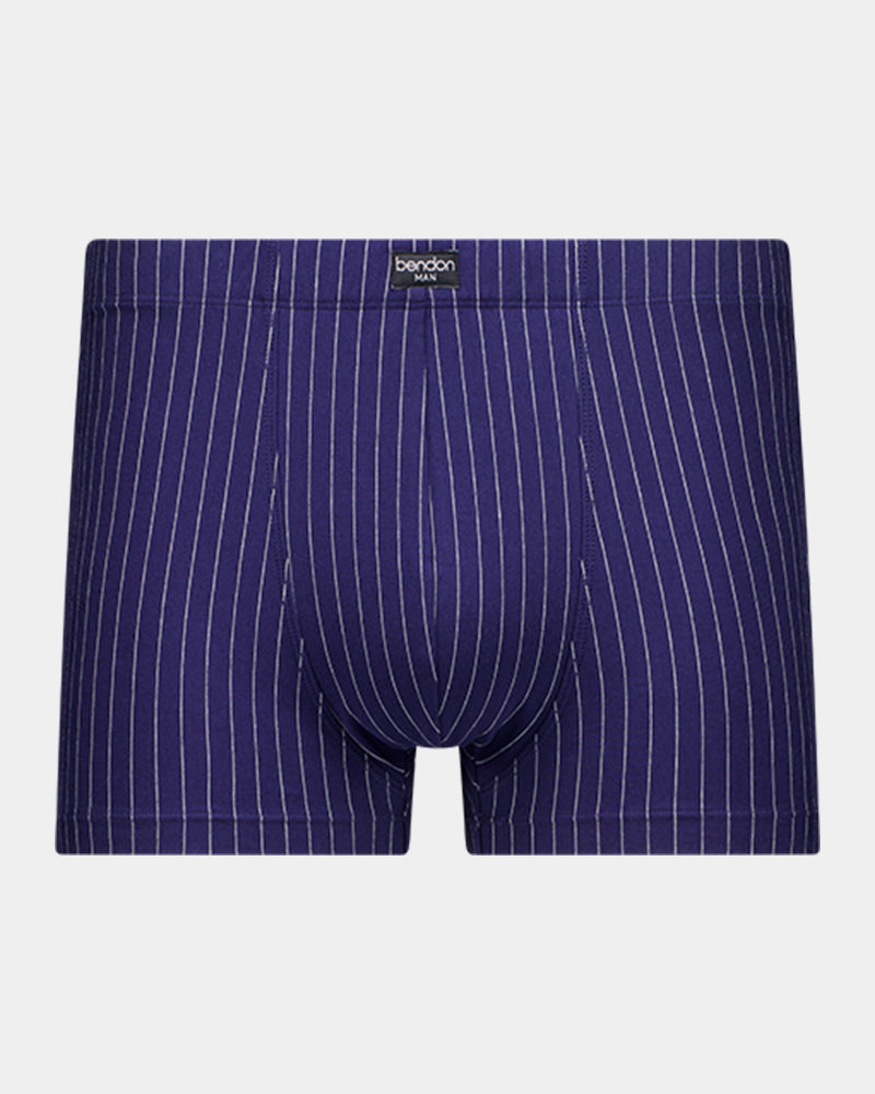 Cotton Stretch Mens Trunk in PEACOAT PINSTRIPE. Flat lay front view