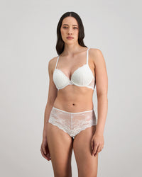 My Fit Lace Push Up Bra in WHITE. Feature shot