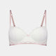 Madeline Contour Bra in WHITE/BURNISHED LILAC. Flat lay front view