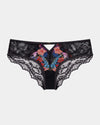 Adaline Brazilian in BLACK FLORAL PRINT. Flat lay front view