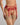 Model wears Niara Suspender in JESTER RED. On body side view