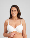 Model wears Comfit Collection Contour Bra in WHITE. On body front view