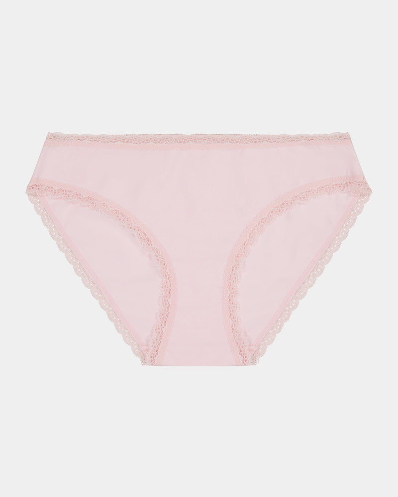 Stretch Cotton Bikini in ICY PINK. Flat lay front view