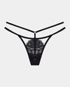 Nyx Thong in BLACK. Flat lay front view