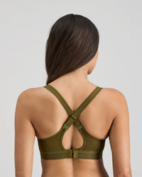 Bendon Breathe Contour Bra in DARK OLIVE/PINK. Flat lay back view
