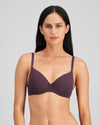 Model wears Hazel Contour Bra in PLUM PERFECT. On body front view