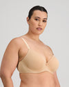 Model wears Sculpt Contour Bra in LATTE. On body side view