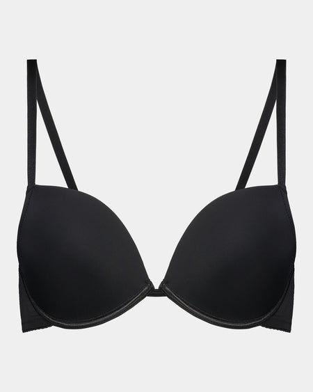 Body Basics Push Up Bra in BLACK. Flat lay front view