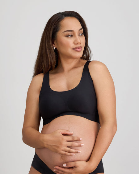 Comfit Collection Crop Top in BLACK. Feature shot