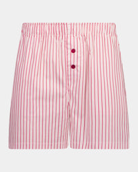 Cabana Stripe Boxer in CANDY CANE. Flat lay front view