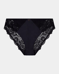 Laurel High Cut Brief in BLACK. Flat lay front view