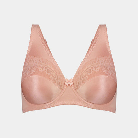 Clarissa Underwire Underwire Bra in CORAL CLOUD. Flat lay front view