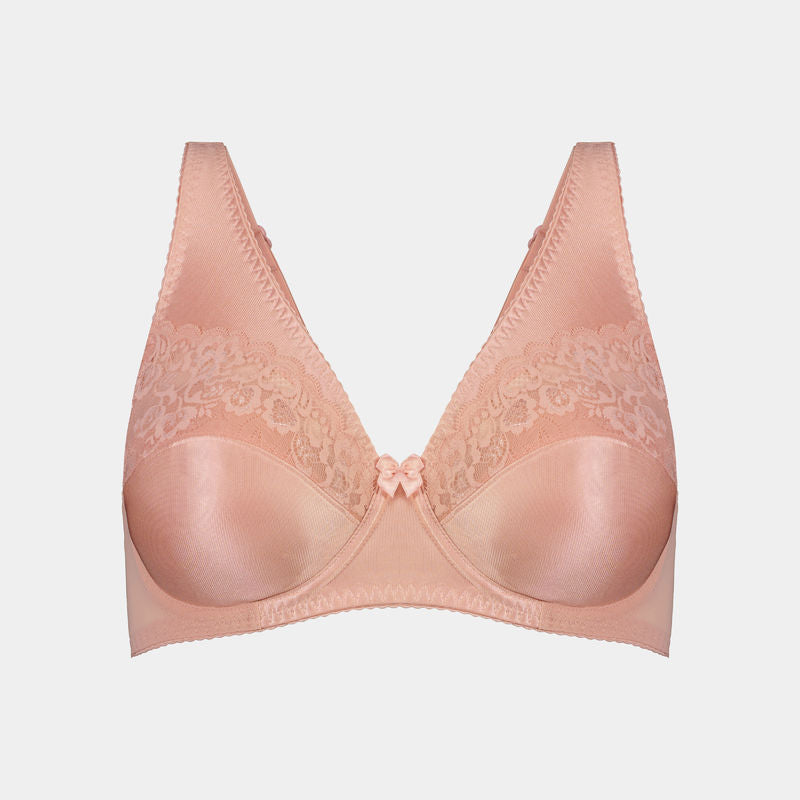 Clarissa Underwire Underwire Bra in CORAL CLOUD. Flat lay front view